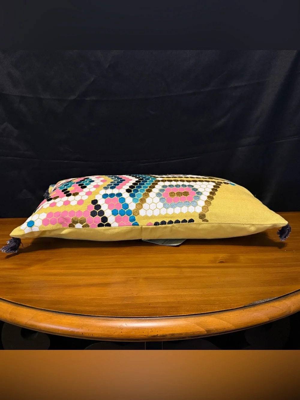 West Elm Throw Pillow Modern Colorblock Lumbar Textured Embroidered 12